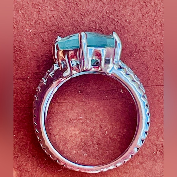 Lia Sophia Greek Isle Aqua Green Cushion Cut and CZ Ring Size 7 - Picture 7 of 11